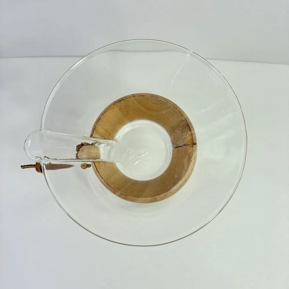 Chemex Pour Over Coffee Maker Blown Glass Wood Collar 8.5